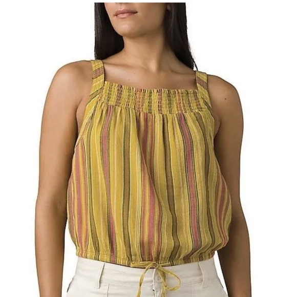 Prana Tops - Prana Women's Large Little Palm Cami Smocked Tie Hem Tank Top Leapfrog New Tags.
